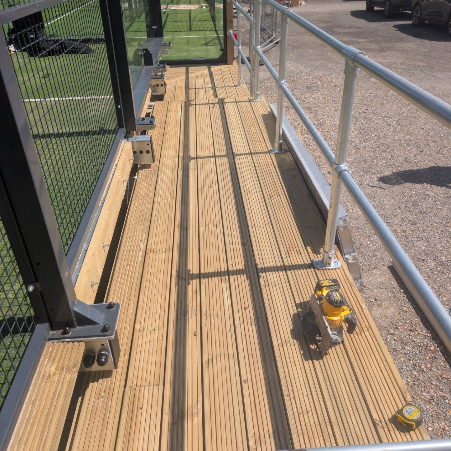 Commercial decking installation at a sports facility